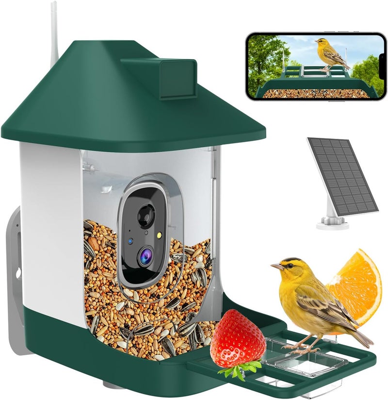 Vatjubi Bird Feeder with Camera,Smart Birdwatching Camera with Solar Powered,AI Identify Species,Instant Notifications,FHD Live View,Auto Record Video in Backyard,Ideal Gifts for Family and Bird Lovers - Image 1